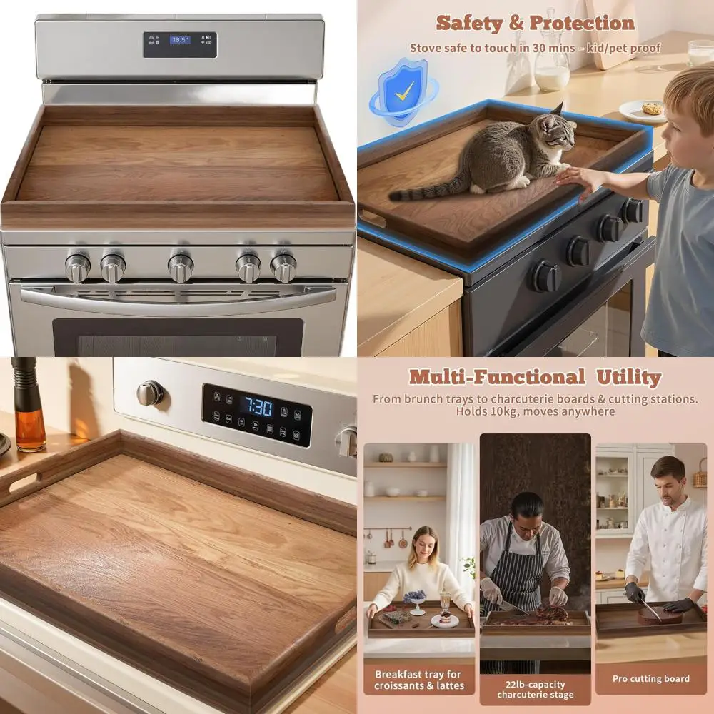 

Acacia Wood Noodle Board - 30x22 Inch Electric Stove Cover with Handles, RV Kitchen Counter Cutting Board