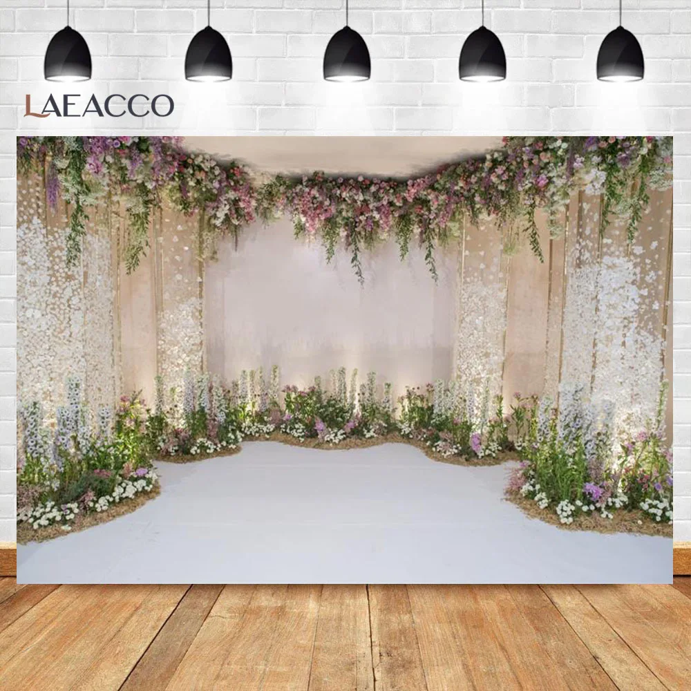 Fantasy Flower Wall Castle Wedding Backdrop Valentine's Day Princess White Flower Photo Background Party Decoration Photography