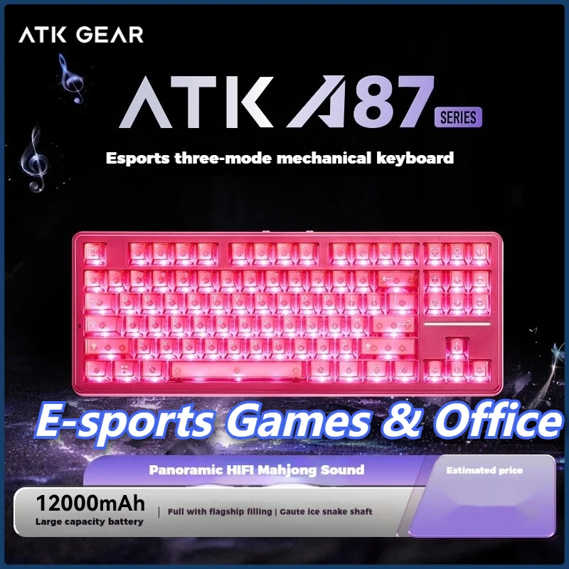 

ATK A87 Wireless Mechanical Keyboard RGB Backlit Custom Third-Gen Bluetooth Model for E-sports Games & Office 87-Key Gift