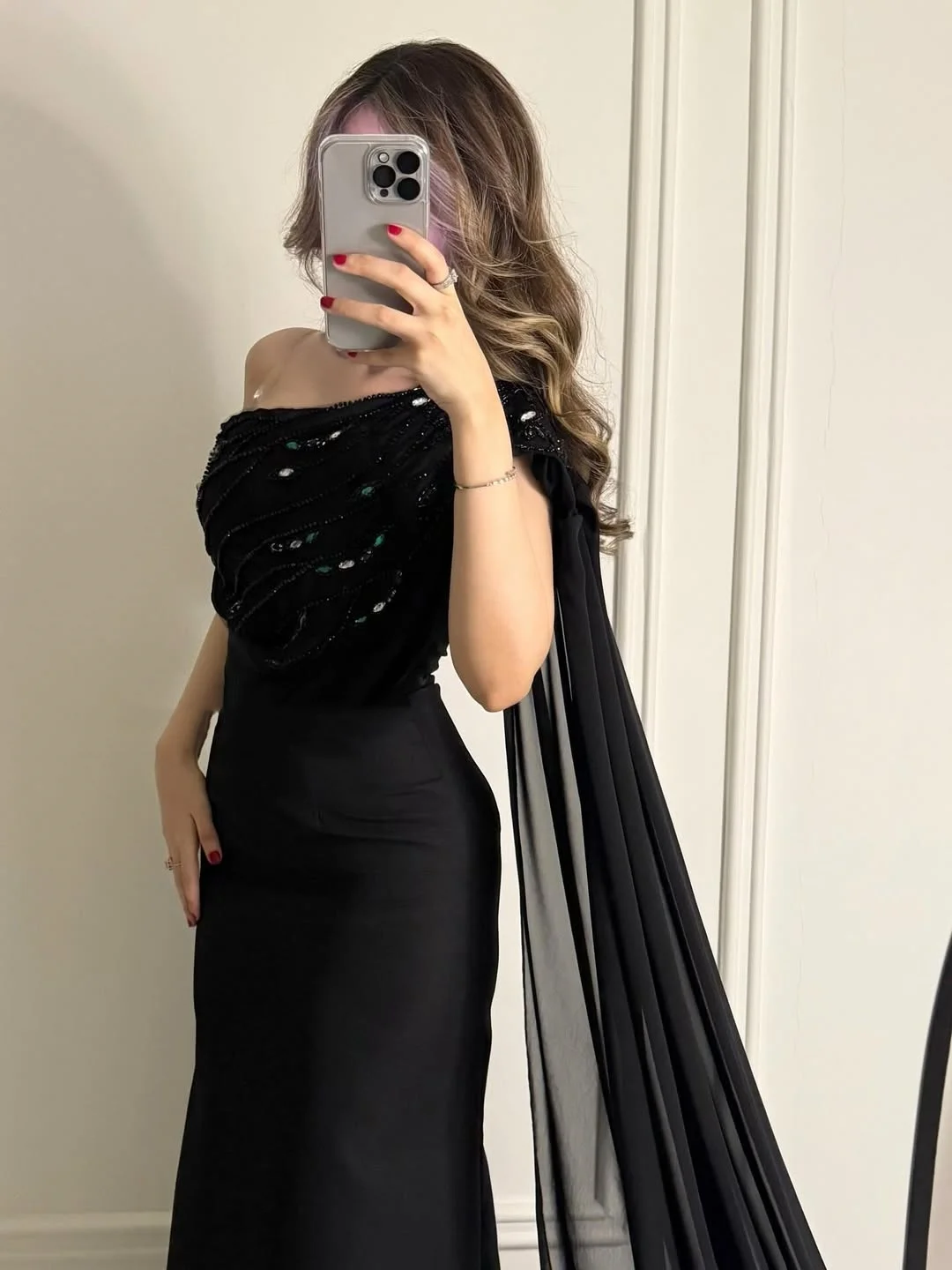 

Elegant Mermaid Sleeveless Prom Dresses One Shoulder Ankle Length Pleated Beadings Party Dresses Evening Dresses