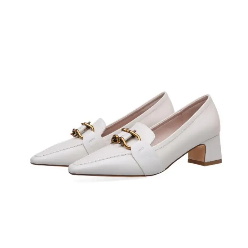 

Spring Summer Autumn Genuine Leather Shoes Woman Fashion Pointed Toe Slip On Height Increase Shoes Women Daily Casual Party shoe