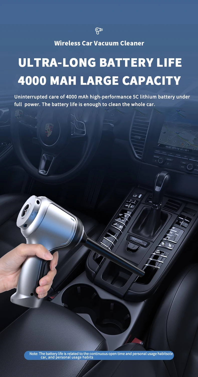 15000Pa Wireless Car Vacuum Cleaner Strong Suction Handheld Auto Vacuum Home & Car Dual Use Mini Vacuum Cleaner Home Appliance