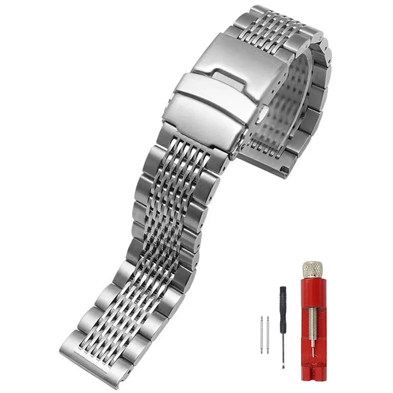 

Stainless Steel Watch Band Universal Strap Solid Folding Safety Buckle for Women Men Bracelet Strap18mm 20mm 22mm Watch Belt