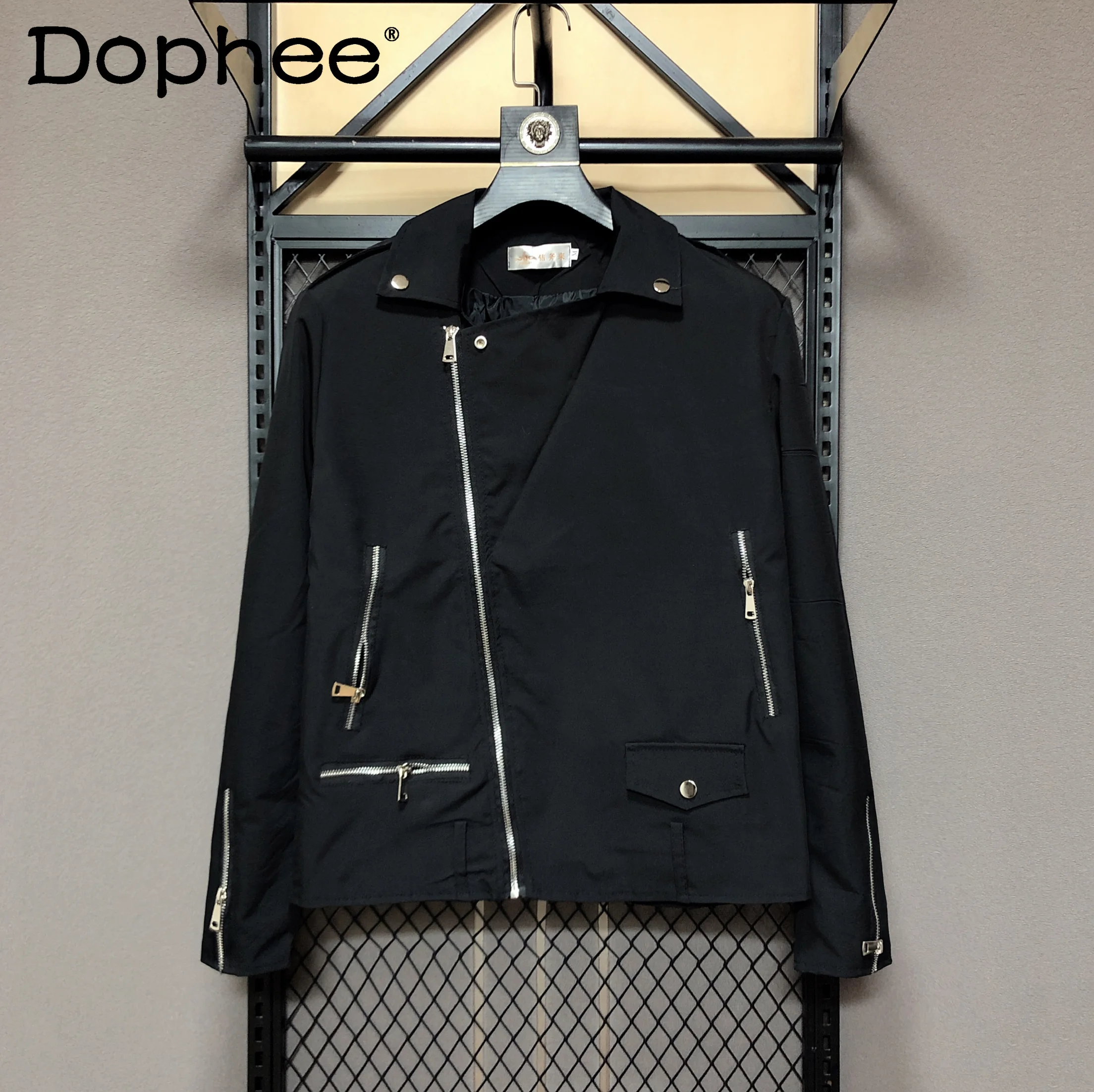 

2025 Spring Autumn New High-End Trendy Zipper Design Jacket Stylish Men's Turn-Down Collar Casual Fashion High Street Coat