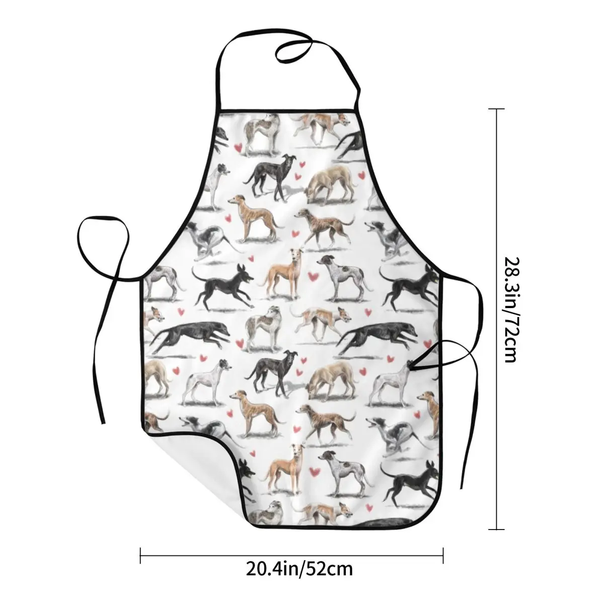 Custom Bib Kawaii Greyhounds Pattern Apron Unisex Adult Chef  Cooking Lurcher Whippet Sighthound Dog Tablier Cuisine Painting