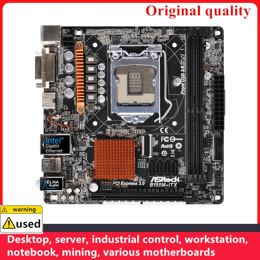 B150M-ITX Mini ITX Motherboards, usado para Intel B150 Desktop Mainboard, SATA III, USB 3.0, LGA 1151, DDR4, 32GB