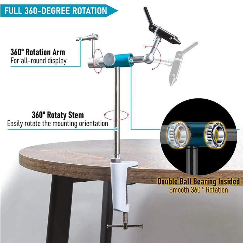 Lo-ok Rotaries Fly Tying Vise Fly Vise، دوران 360 درجة، أدوات ربط الذبابة الخفيفة للغاية، ملزمة ربط على شكل حرف C