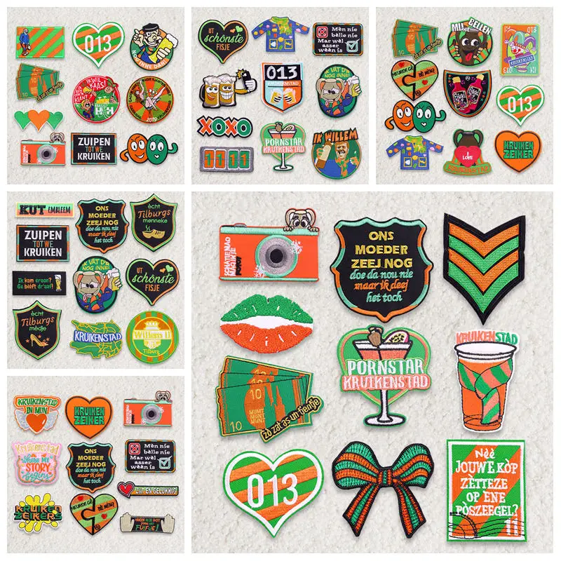 

10PCS/Set Netherland Carnival Kruikenstad Emblem Embroidered Patches Kruikenstad Carnival Festival Patch Iron On Patches Sew DIY