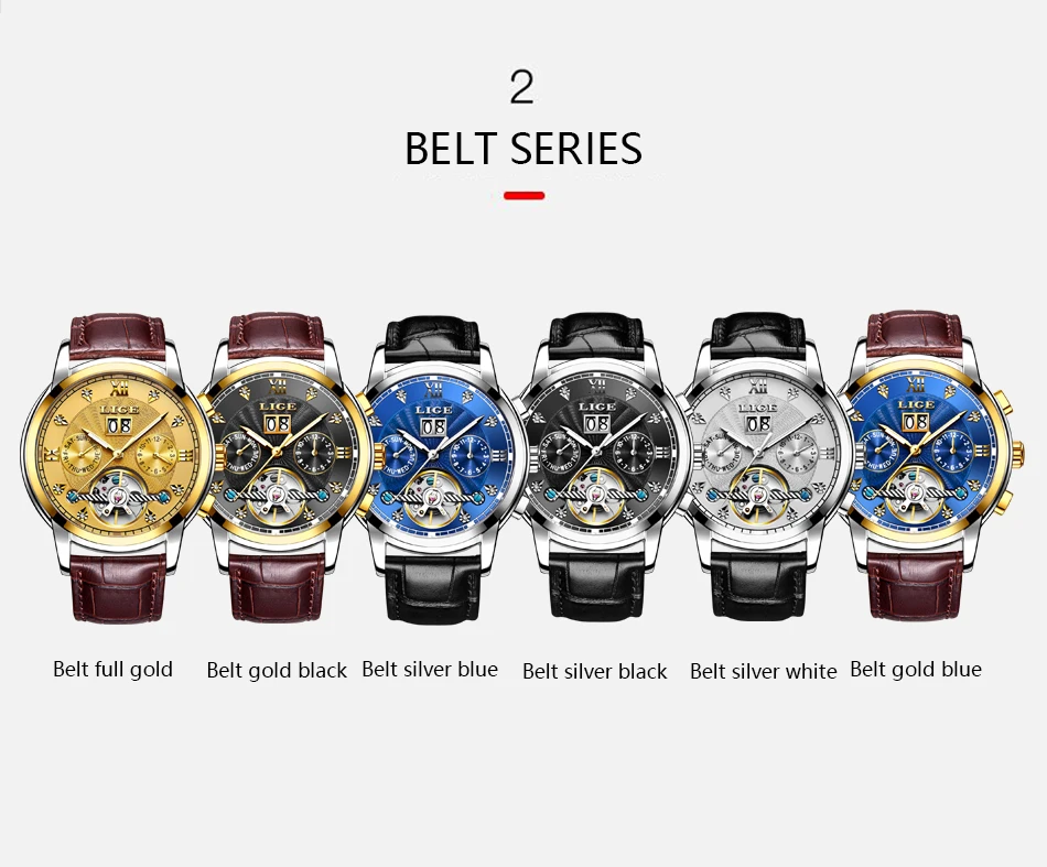 LIGE Automatic Watch for Men Top Original Luxury Skeleton Flywheel Mechanical Wristwatches Classic Calendar Business Man Watch