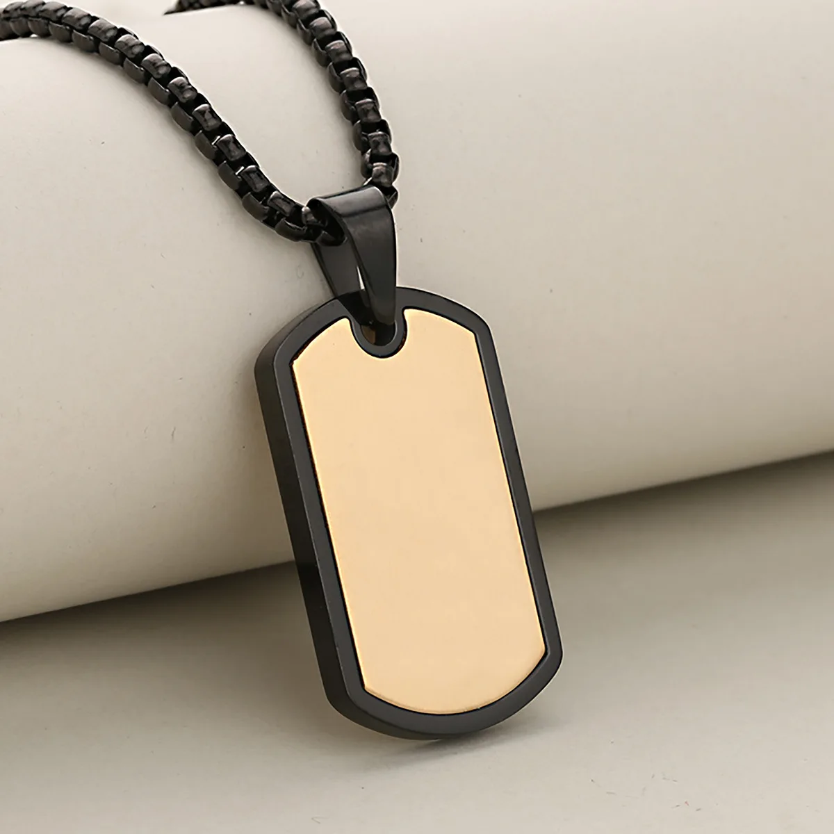 Personalisierte Militär-Hundemarken-Halskette für Männer, Edelstahl Wasserdichter Hip-Hop-Anhänger mit Kastenkette – Detail 4