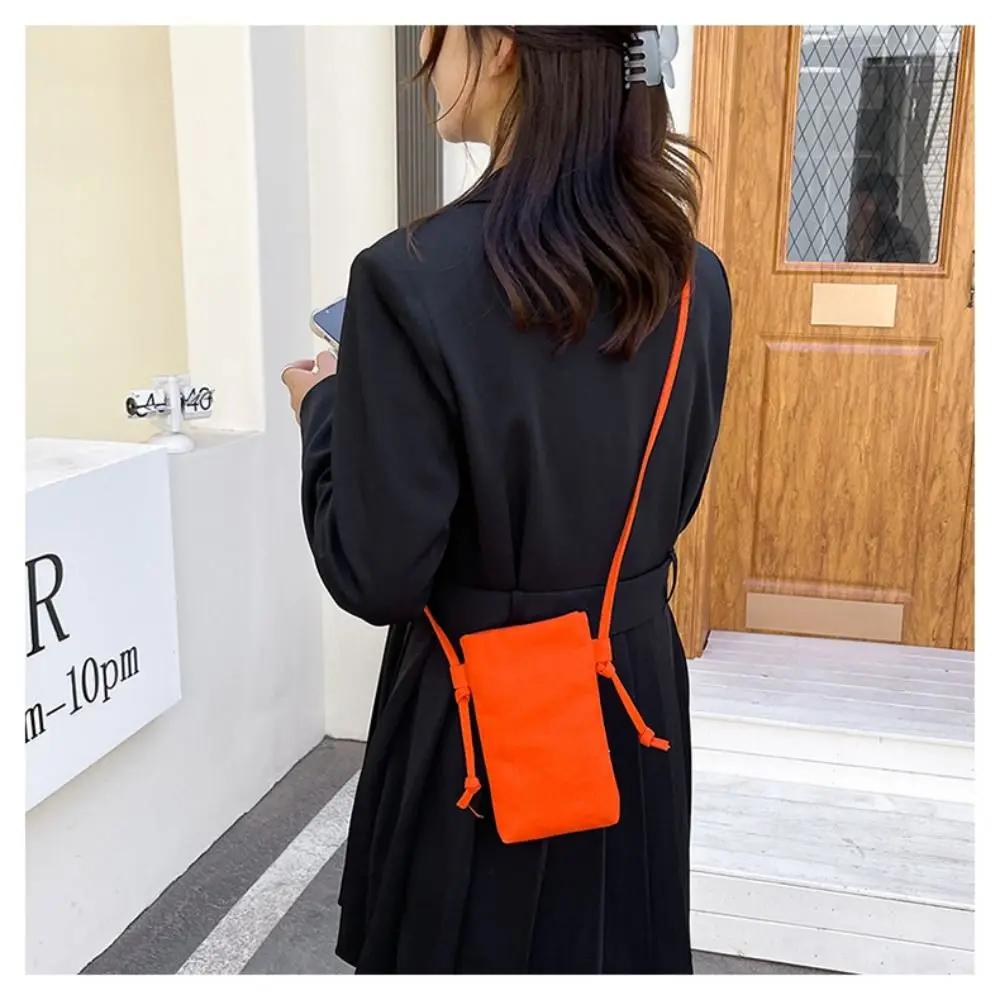 Multifunctional Canvas Mobile Phone Bag Hanging Neck Light Weight Messenger Bag Fashion All-match Small Crossbody Bag Coin Purse