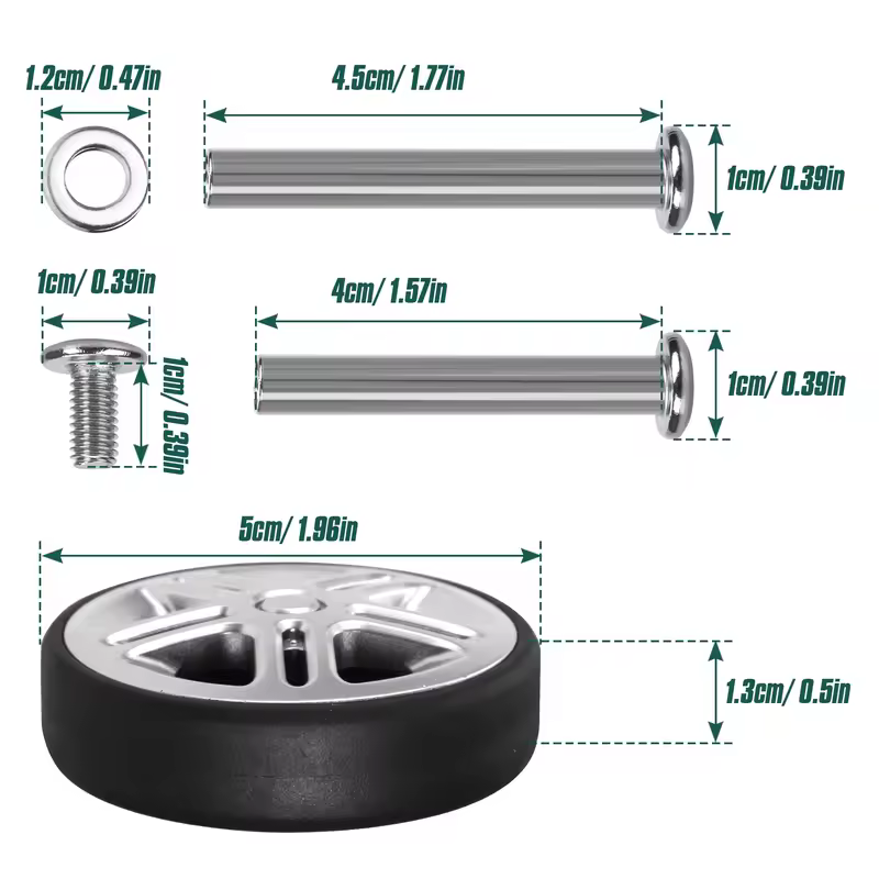 8Pcs Silver Luggage Wheel Replacement with Screw Travel Luggage Wheels Replacement Suitcase Parts 50mm Axles Caster Wheel Repair - Image 2