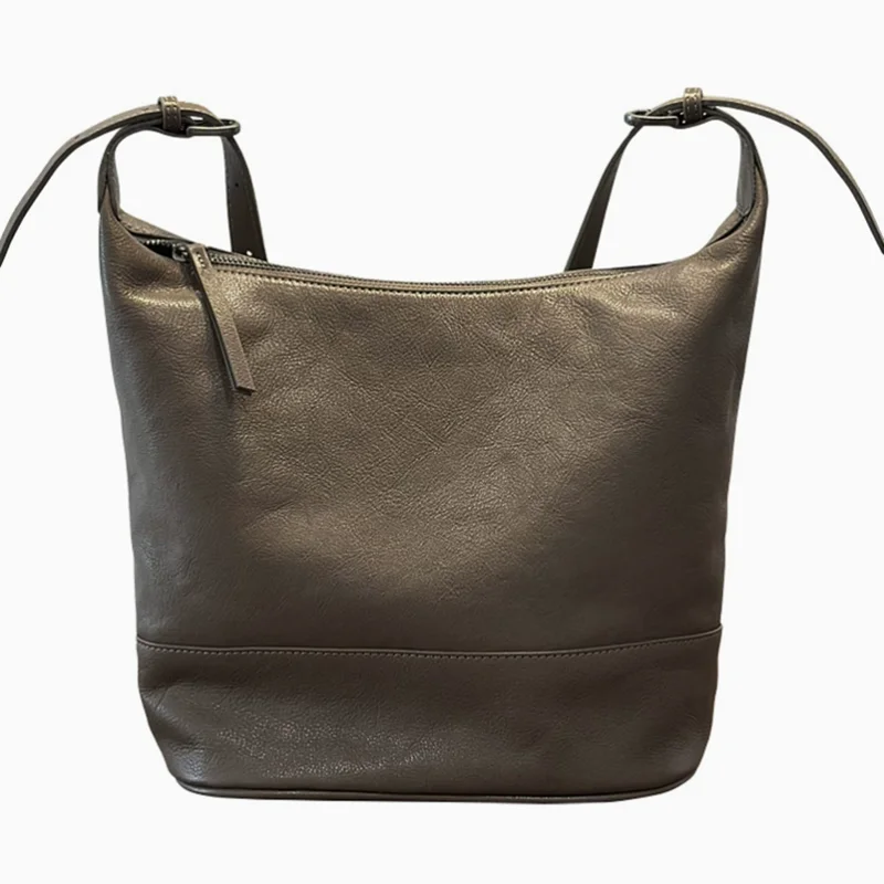 

Vintage Coffee Color High Quality Soft Bucket Tote Natural Import Cow Leather Women Shoulder Bag Daily-use Handbag