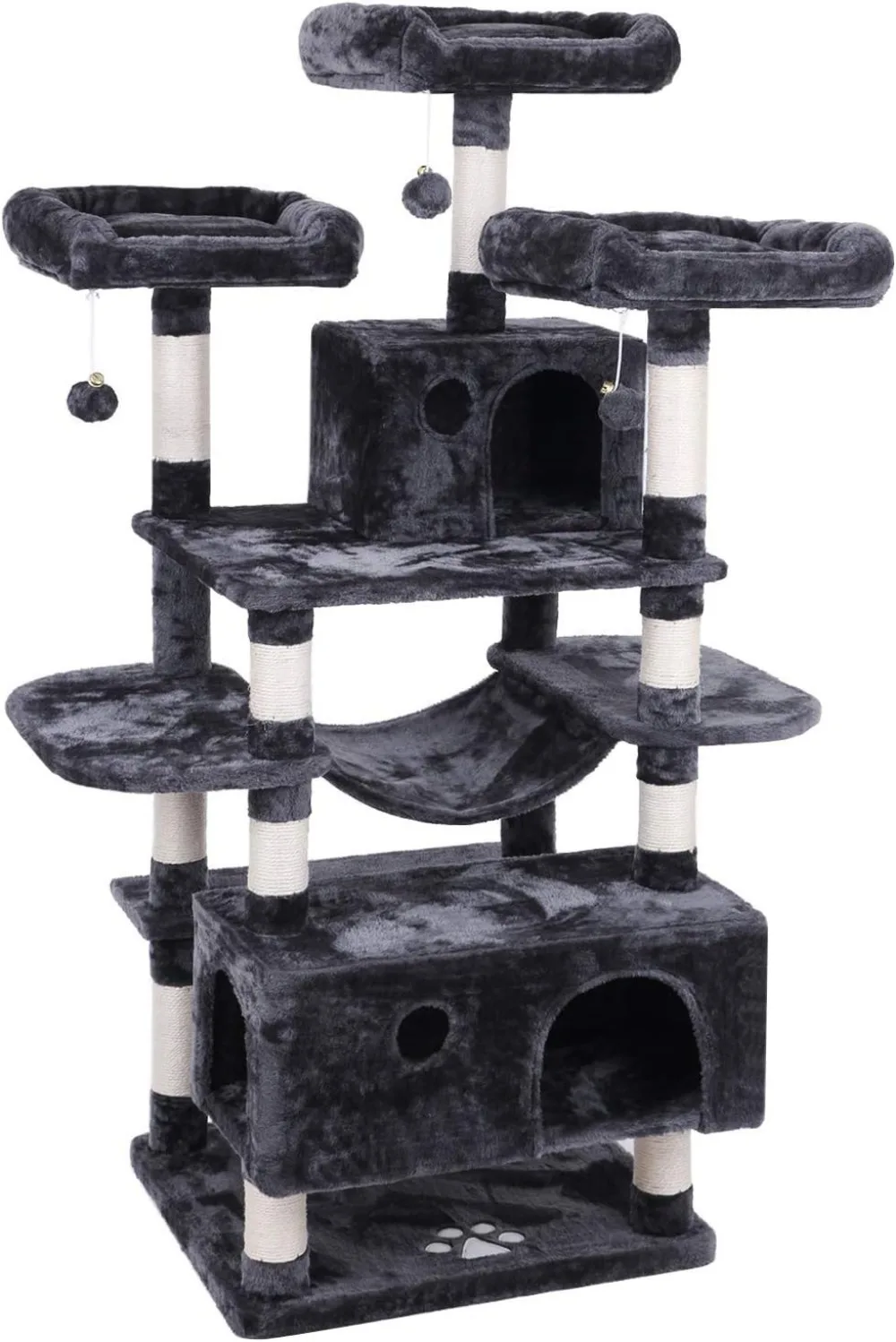 

Large Cat Tree Apartment with Grab Post Perching House Hammock Suitable for Indoor Cat Furniture Kitten Activity Center Gray