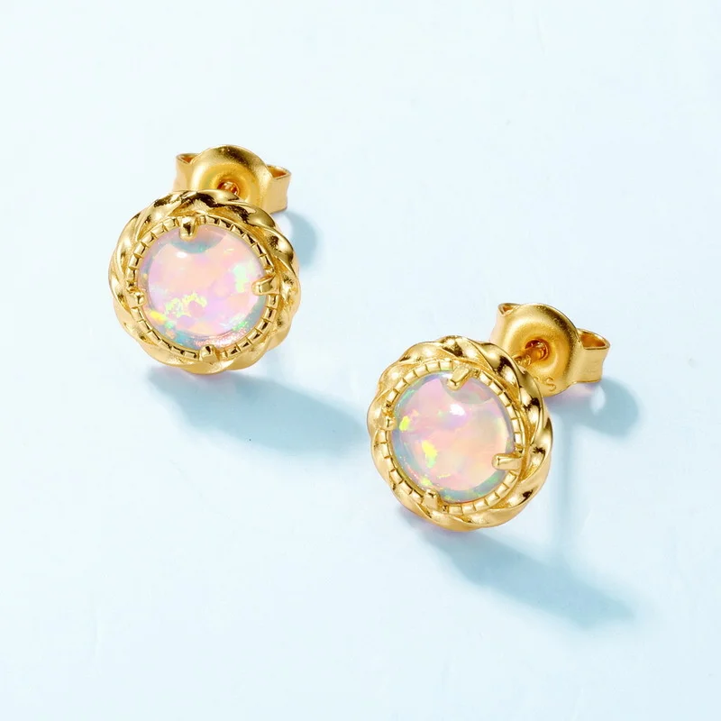 MSE046  2023 Grand Style 925 Sterling Silver Earring Irregular Round Opal For Women Design Accessories Jewelry Charming