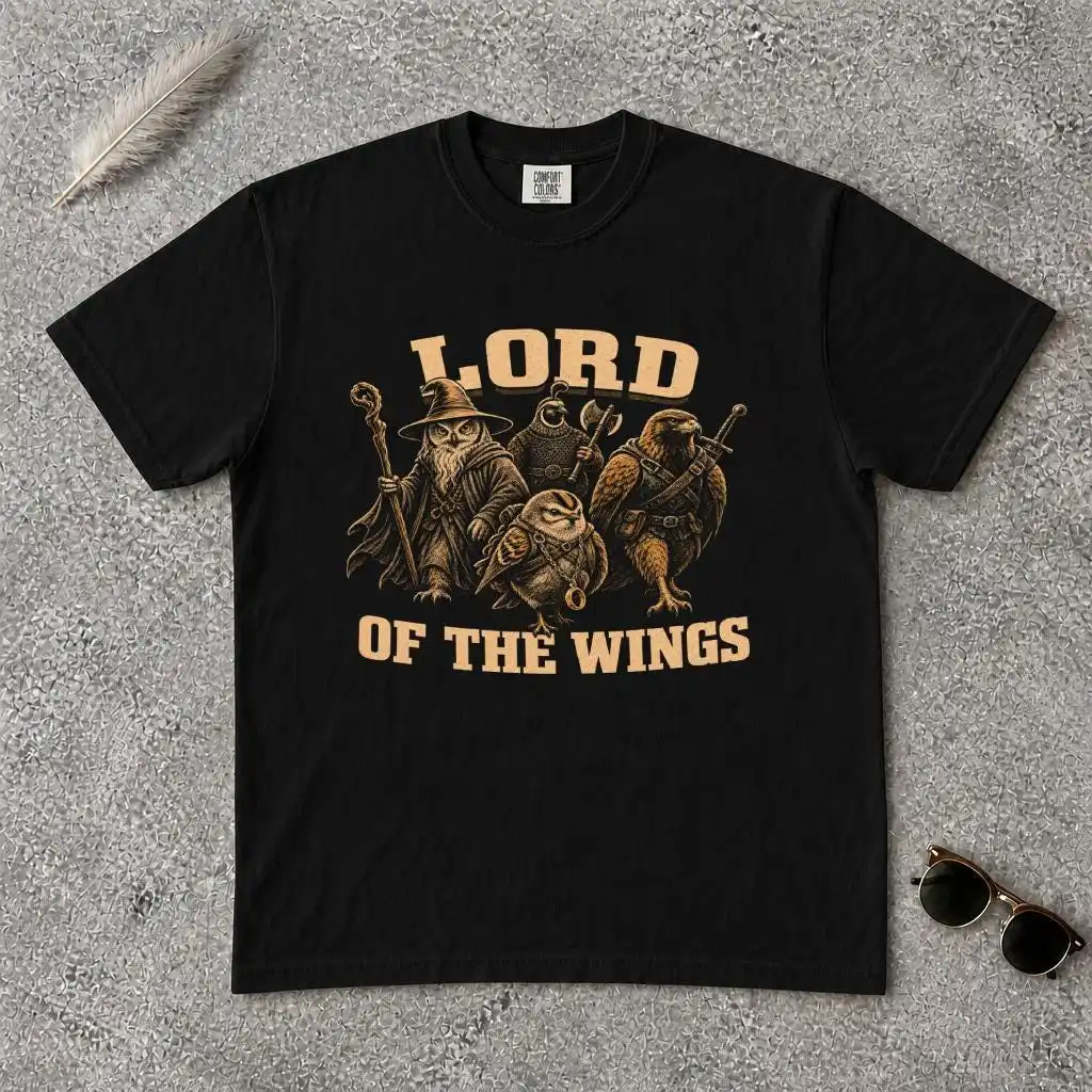 Lord of the Wings Owl Wizard T-Shirt, Fantasy Bird Gamer Apparel