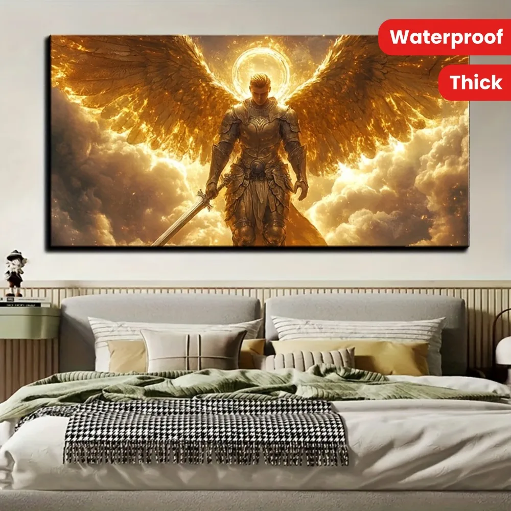 Archangel Canvas Painting - Great Sword design,suitable for living room,bedroom,office,etc.,1.5 inch thick pine solid wood frame