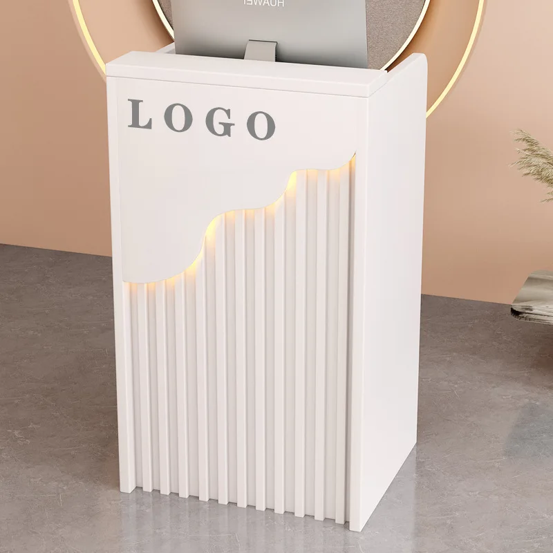 

Salon Decoration Nail Small Cashier Counter With Lights Dress Store Minibar Popular Barber Front Table
