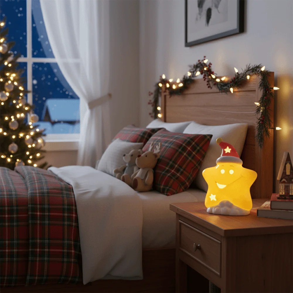 

Ceramic Material Ceramic Decor Lamp Warm Ambient Soft Gentle Glow Star Night Light Elegant Look Delicate Star-Shaped