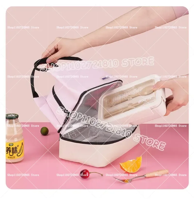 Star Kirbys Lunch Bags Kawaii Anime Color-Blocked Insulated Ice Handbag Fashion Women Office School Picnic Pink Bento Pouch Gift view 2