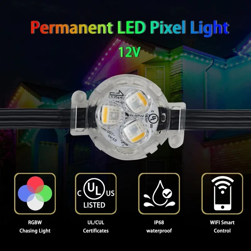 Aluminum Track Facade Light Emitting Diode Point Light Source 12v Luminous Crystal Outdoor Permanent 3 Dot Pixel Illumination