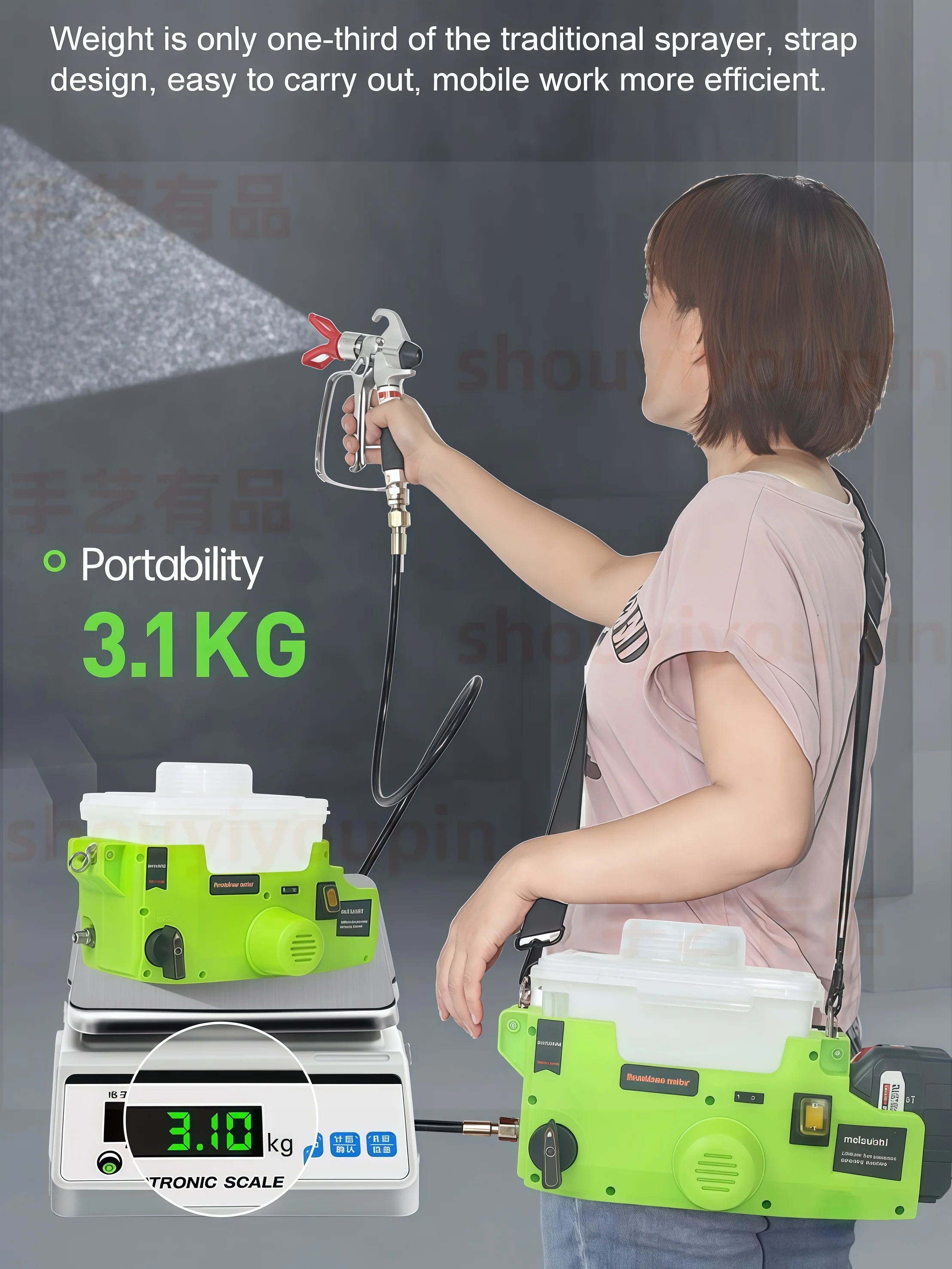ポータブルエアレススプレーヤーリチウム電池プロフェッショナル高圧ペイントスプレー機家具スプレー用塗装ツール