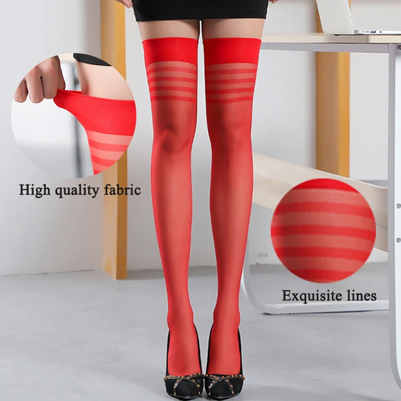 Summer Ultra Thin Nylon Long Socks Stockings Transparent Japanese Style Thigh High Stockings Women Girls Lolita Knee High Socks