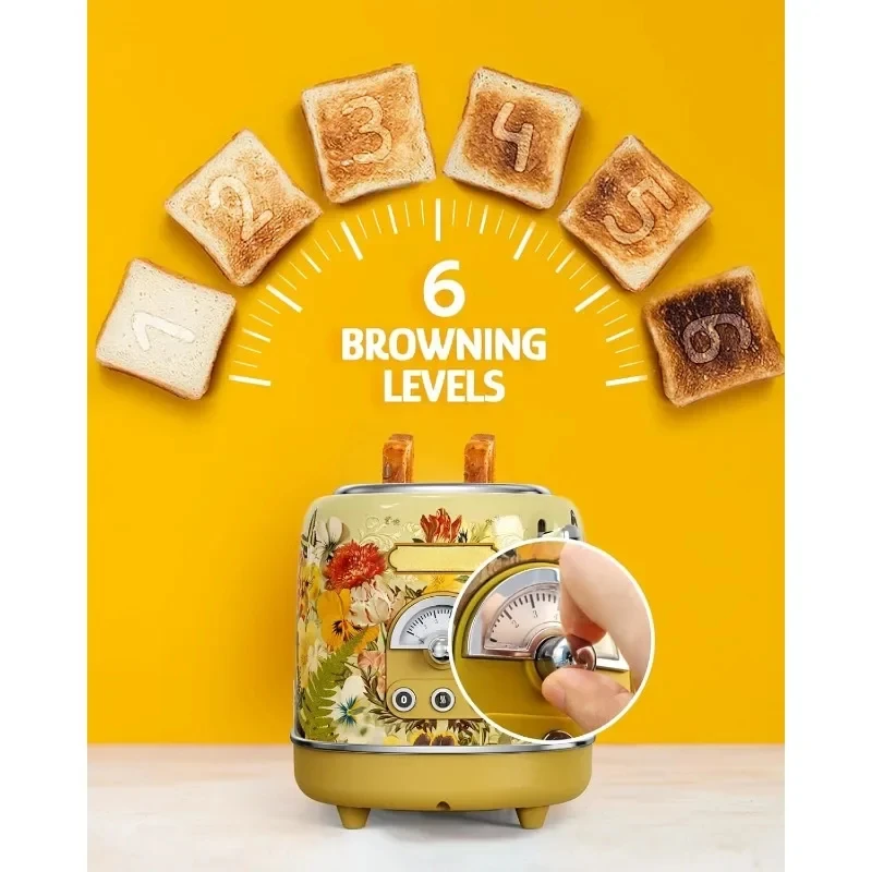 Retro Toaster Multiple toasting levels Defrost/reheat/cancel Removable crumb tray Easy to clean