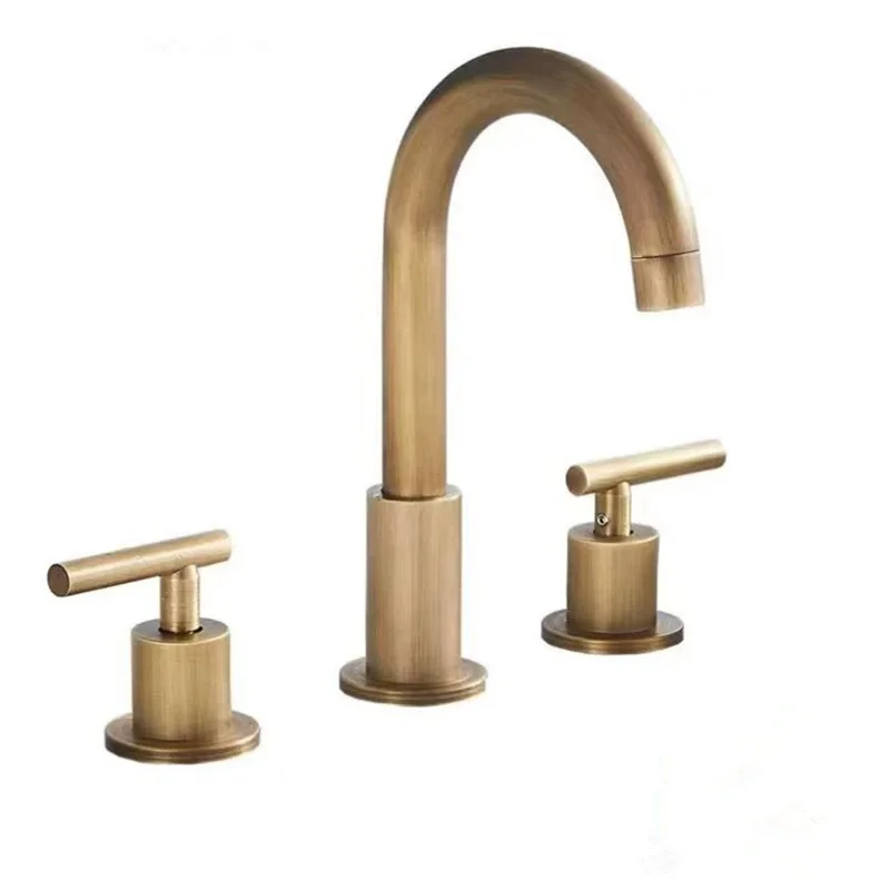 

Gold Bathroom faucet widespread Antique Bronze Basin faucet Gold Tap luxury Basin Mixer Hot And Cold shower room sink Faucet