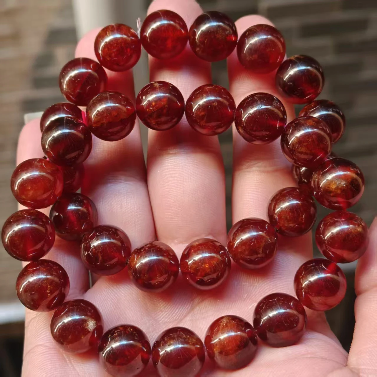 Brasilianische 100% AAA Natürliche Rote Orange Granat Runde Perlen Armband Halskette Januar Geburtsstein, Großhandel Unisex-Stile – Detail 6