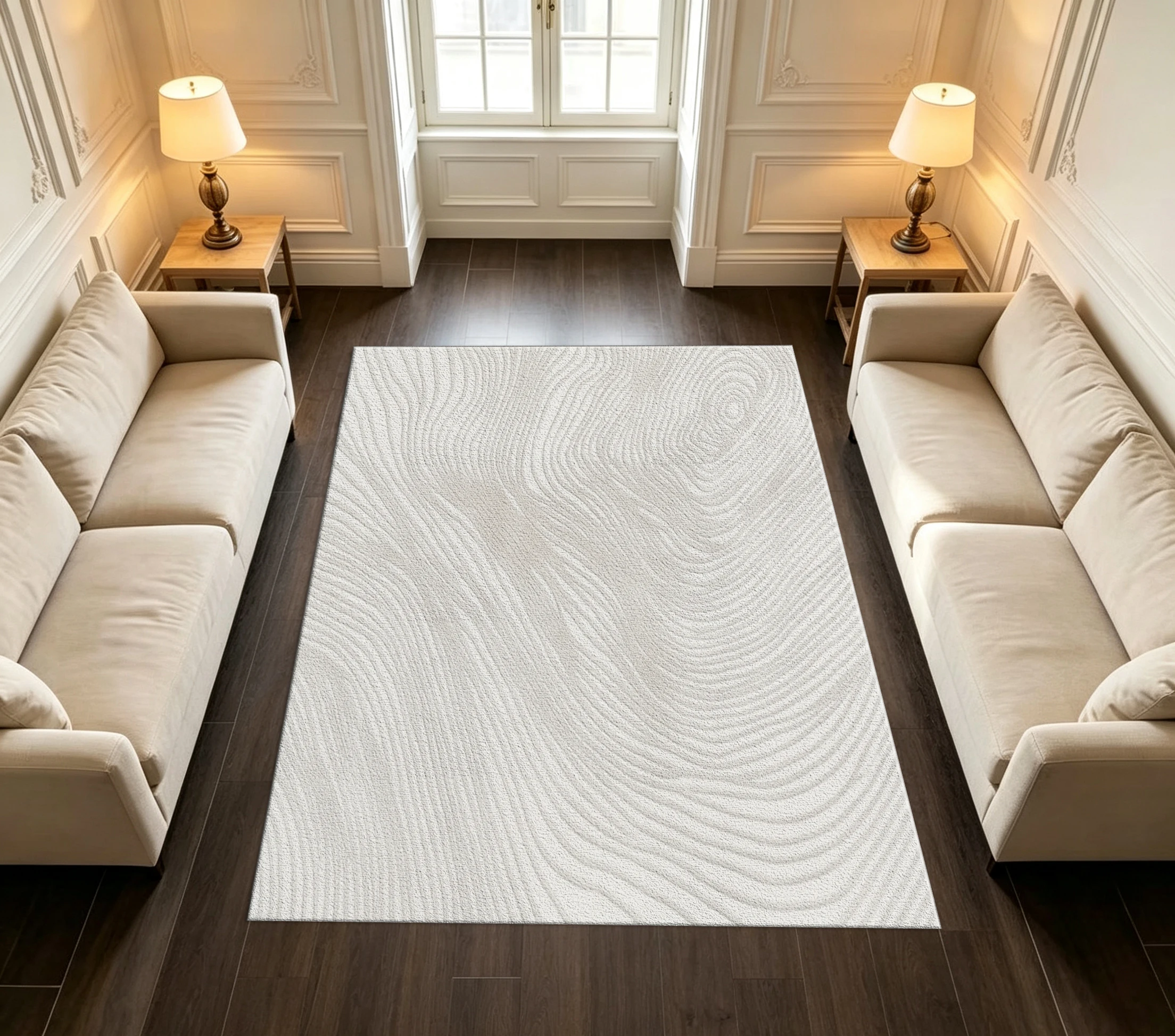 Light Grey Wood Grain Curve Carpet Flooring Simple Modern Area Rug Soft Decorative Floor Rug for Home Interior
