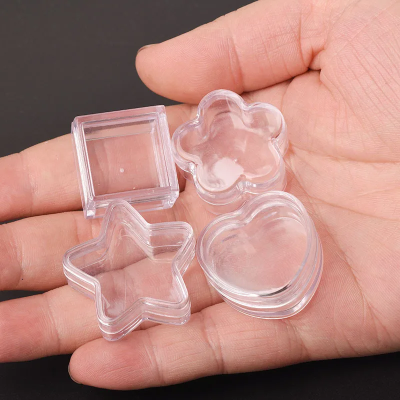 1/20pcs Mini Transparent Plastic Storage Box Acrylic Heart Boxes Pill Moisture-proof Small Case DIY Jewelry Portable Packaging