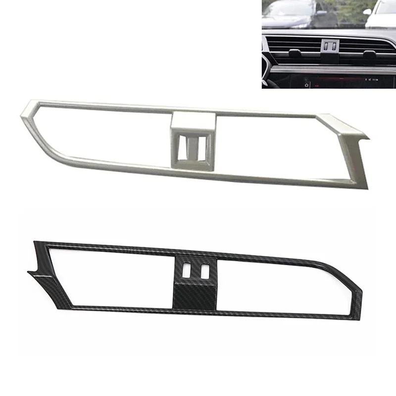 Cadre de ventilation de sortie de climatisation centrale, garniture de couverture, moulures intérieures, Fiber de carbone ABS et argenté, pour Audi Q3 2019 2020