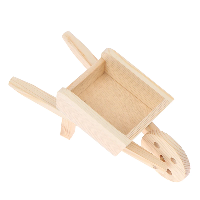 1PC 1:12 Dollhouse Miniature Wooden Trolley Cart Toy Simulation Pulling Cart Model Decoration Accessories