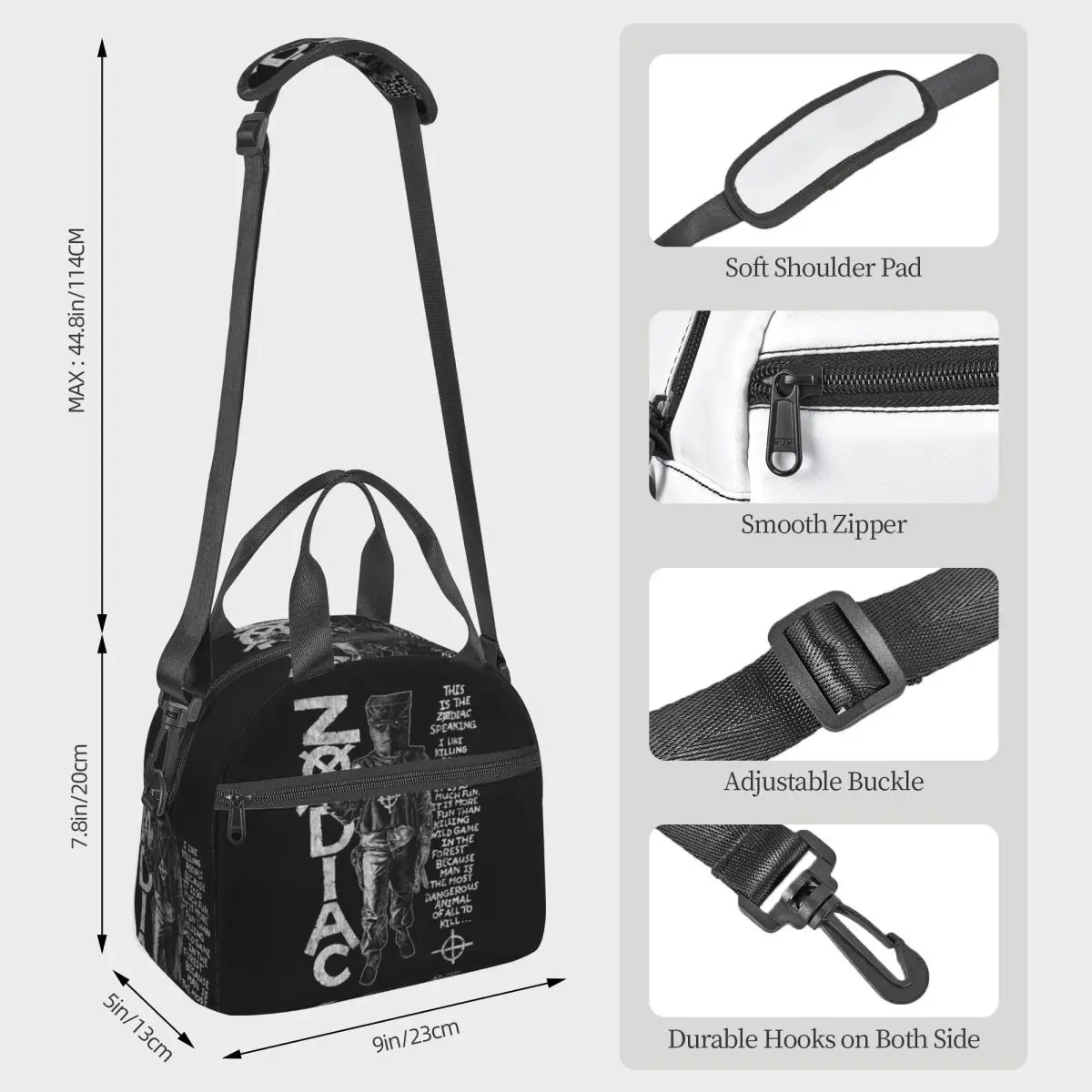 Zodiac,David Fincher,Crime,Serial Killer Lunch Bags Insulated Bento Box Lunch Tote Picnic Bags Thermal Bag for Woman Work