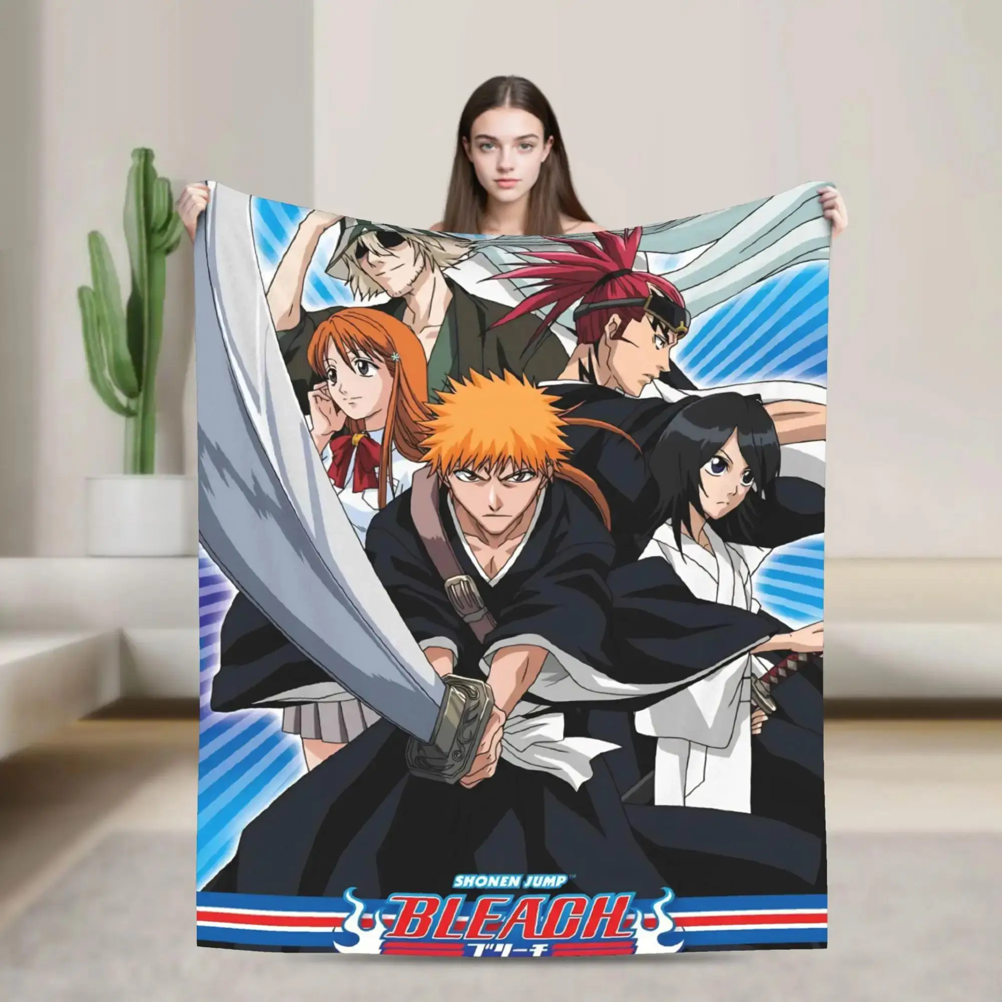 

BLEACH Anime Ichigo Super Soft Plush Blanket for Bed Couch Sofa Flannel Camping Throw Comforter Bedspread