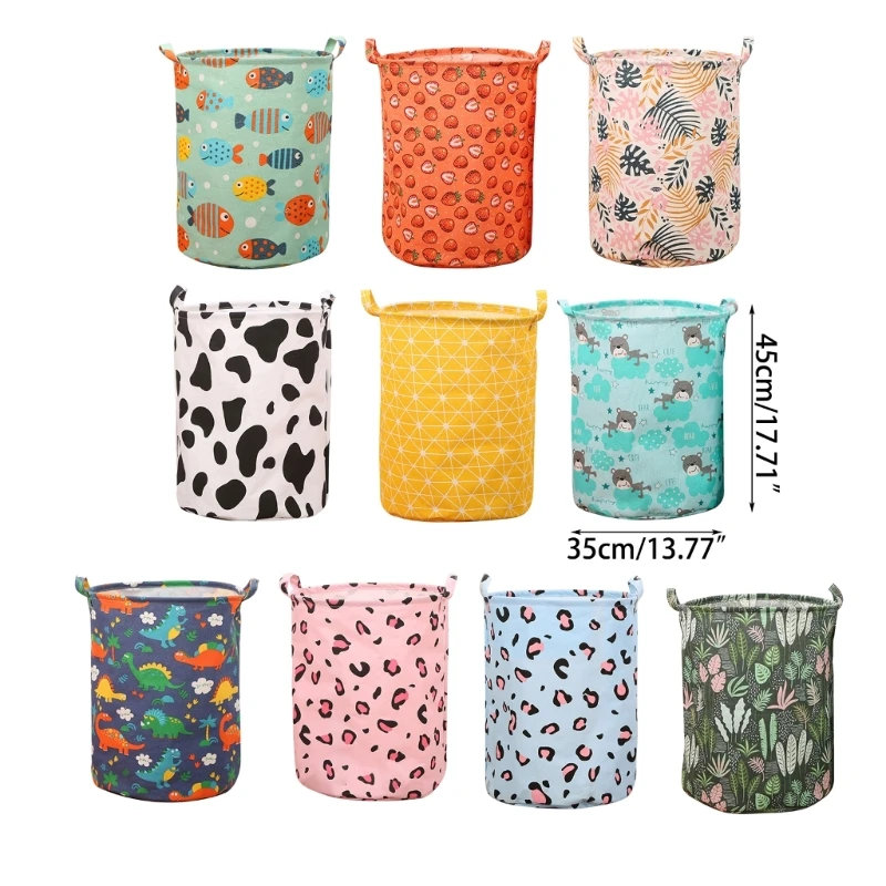 Y1UU Laundry Basket Foldable Cartoon Storage Basket Laundry Hamper with Handles Baby Children Toy Laundry Organiser Bag