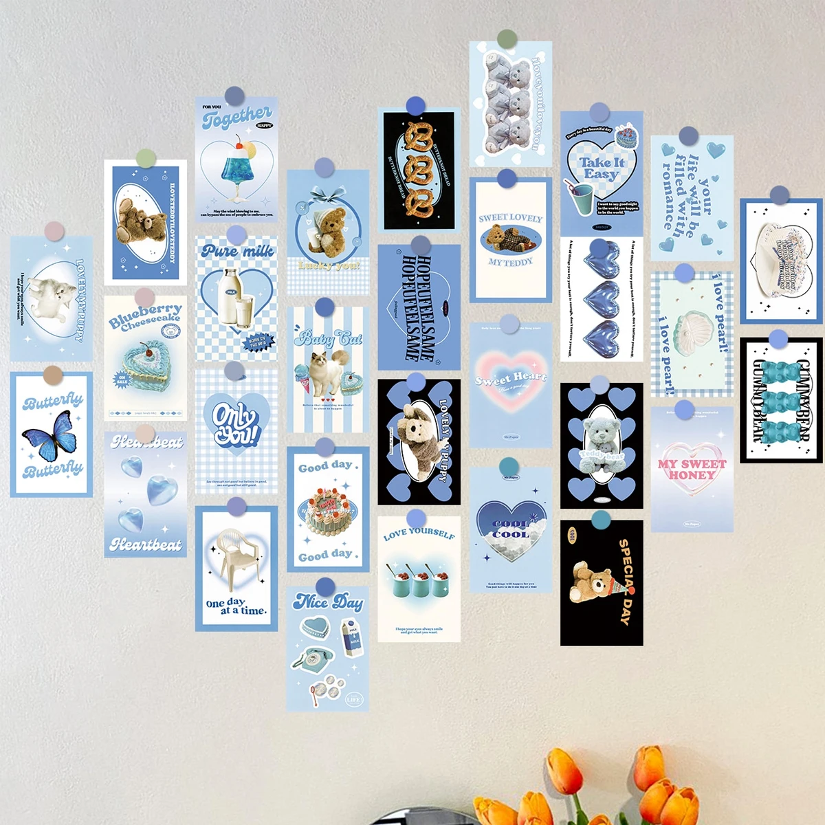 30-teiliges Raumdekor, Wandcollagen-Set, ästhetische Bilder, Poster für Raumästhetik, niedliche Schlafzimmer-Foto-Wandkunst-Dekoration für Teenager-Mädchen – Detail 9