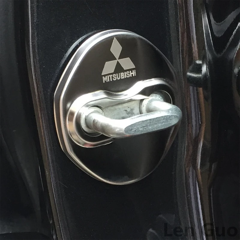 4pcs Car Door Lock Protective Cover Interior Sticker for Mitsubishi Ralliart Pajero Sport Outlander ASX Lancer EX Eclipse Mirage