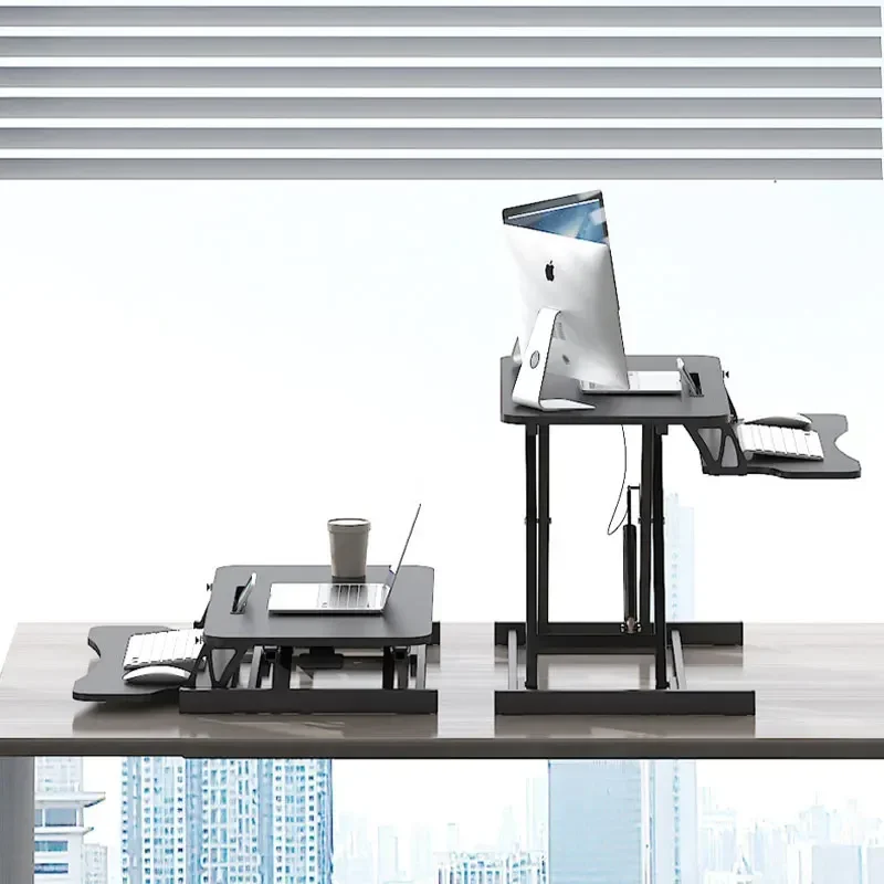 Height Adjustable Folding Standing Computer Desk with Keyboard Tray for Home Office Gaming Lift Laptop Table Stand Workbench