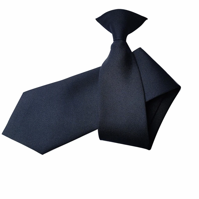 Men Women Simple Clip on Tie Uniform Plain Solid Color Pre-Tied Party Necktie