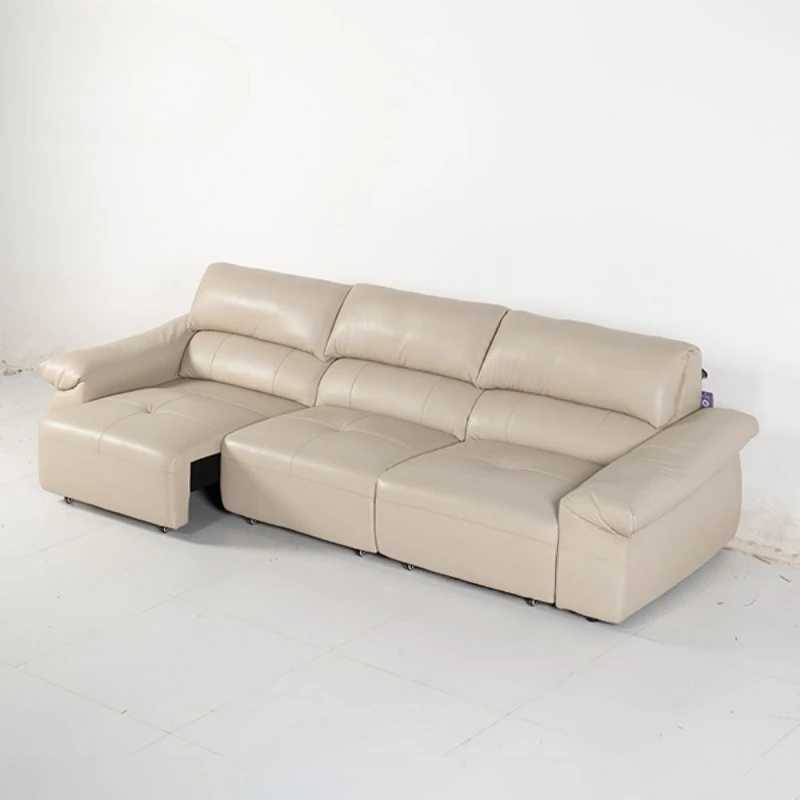 Modern leather electric recliner square sofa bed durable high density foam three seater