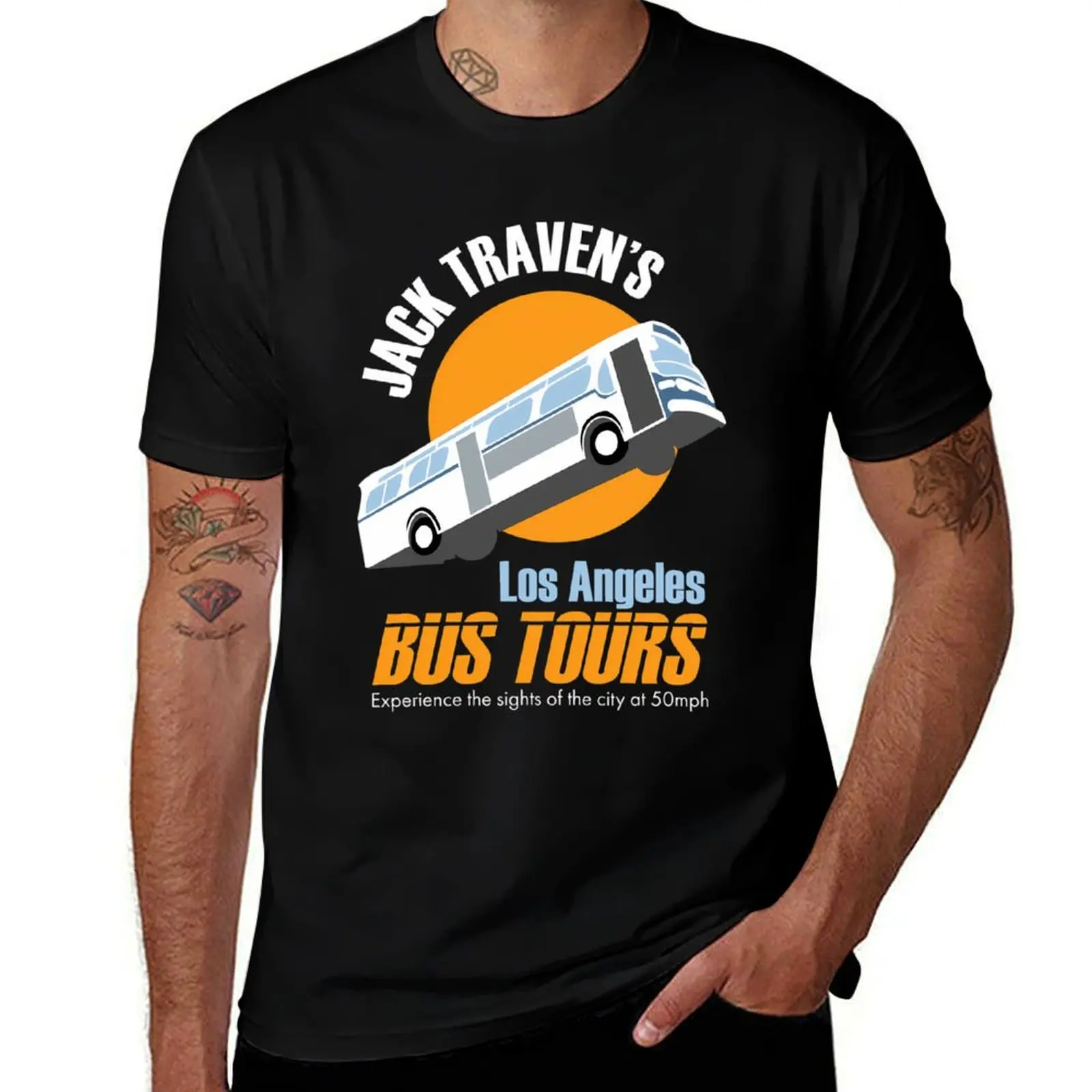 Jack Travens Los Angeles Bus Tours T-Shirt Work Utility Casual Tee Shirt T-Shirt