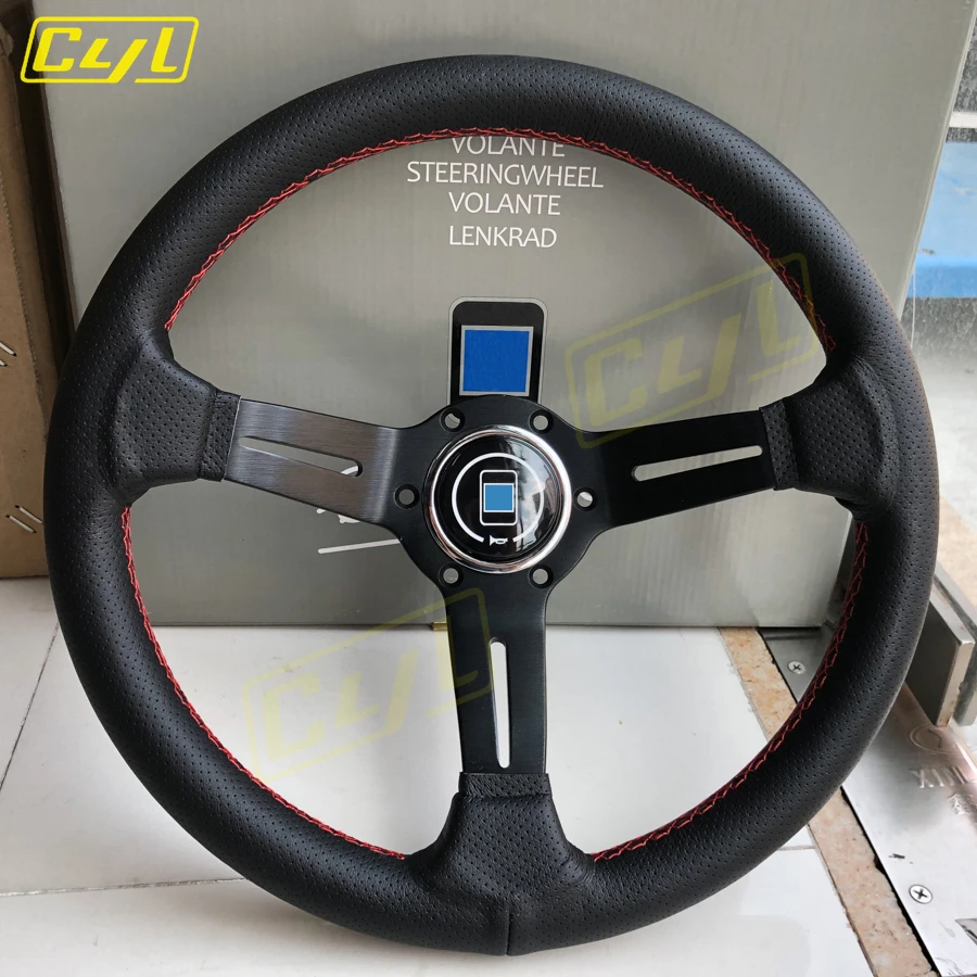 JDM ND Universal 13inch 330mm Leather Steering Wheel Deep Dish Sim Racing Sports Steering Wheel