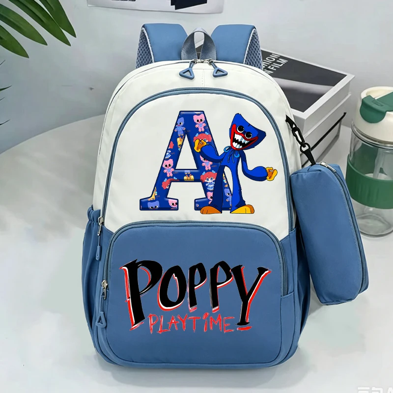 Sacs à dos Game Poppys Playtime avec trousse à crayons pour garçons, sacs d'école Kawaii avec lettres A-Z, sac à dos de voyage pour étudiants, sports de plein air, cadeau