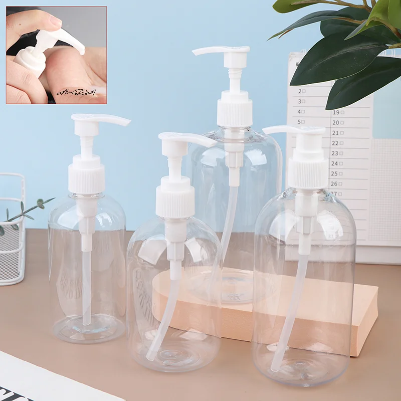 Tragbare 200–500 ml leere Pumpspender-Zylinderflaschen für Flüssigseife, Shampoo, Lotion, langlebige, nachfüllbare Behälter