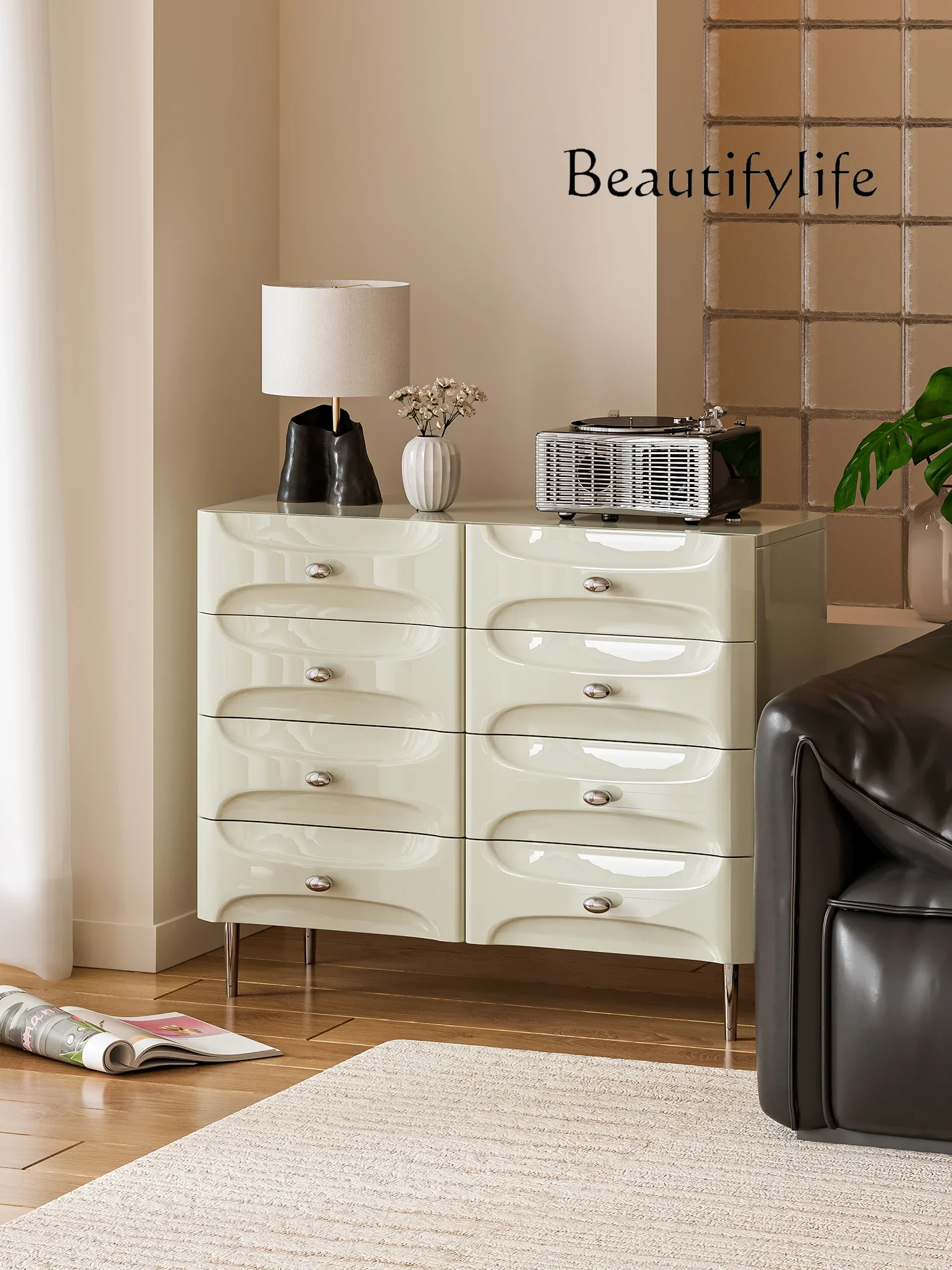 C Small Apartment Eight-bucket Cabinet Simple Light Luxury Bedroom Storage Cabinet Living Room Porch Cabinet Storage