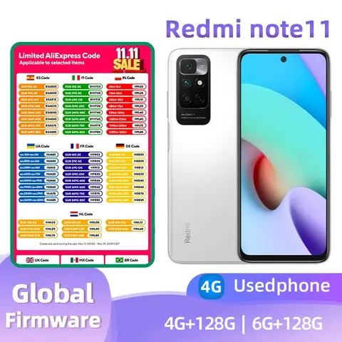 Redmi note11 4G Android 6.5inch RAM 4GB ROM 128GB MediaTek Helio G88 Battery capacity 5000mAh  50MP Camera original used phone