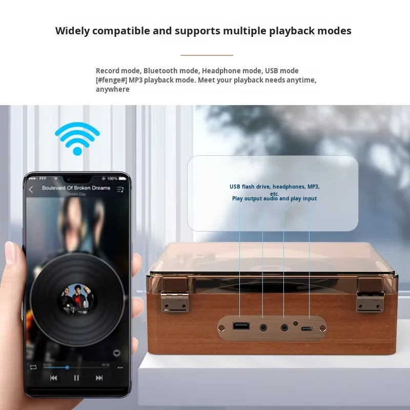 

2026 Hot Selling Portable CD Player Music with Wireless FM Radio Support for USB TF Card Wooden Cd Player