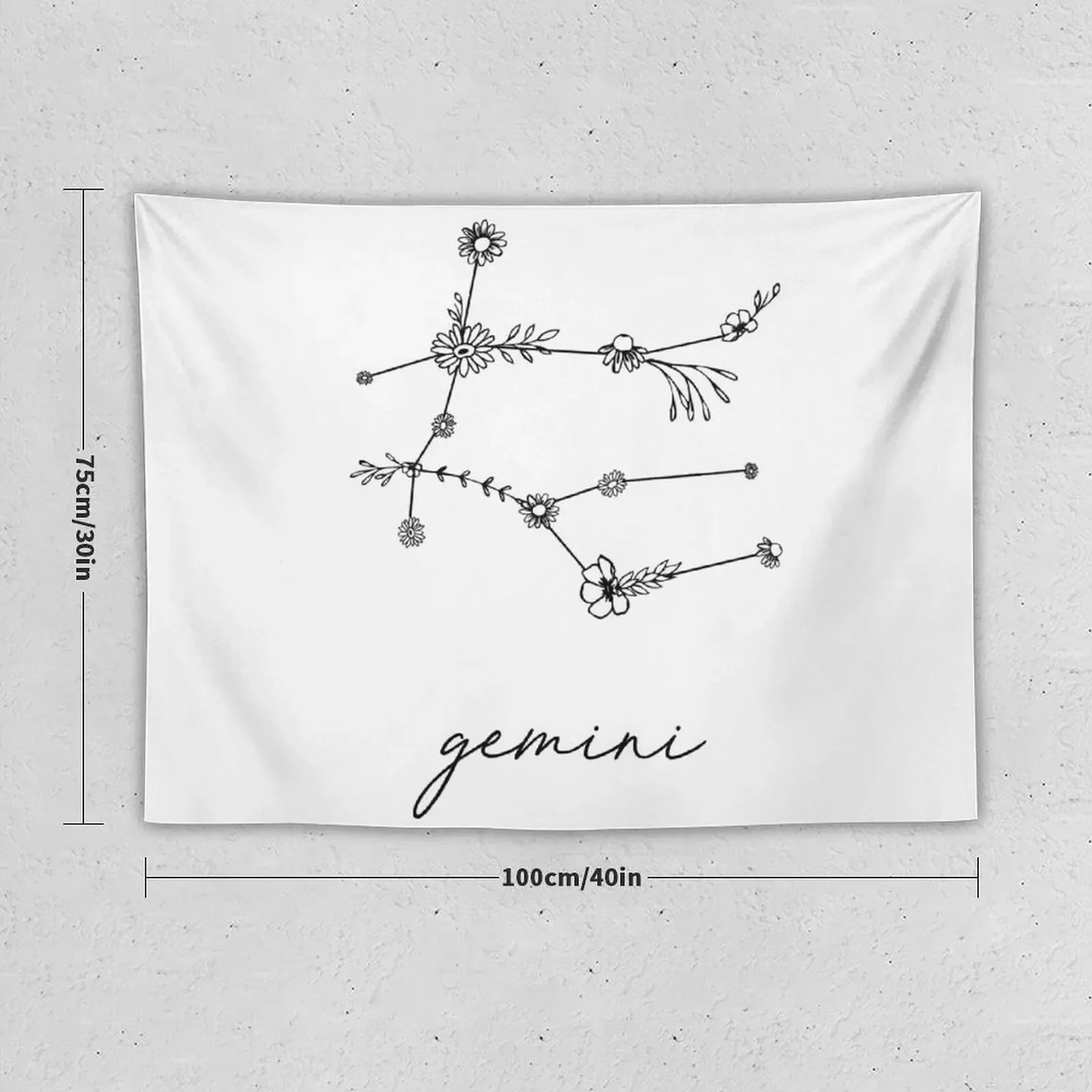 Gemini Zodiac Wildflower Constellation Tapestry Carpet Wall Aesthetic Room Decor Korean Tapestry